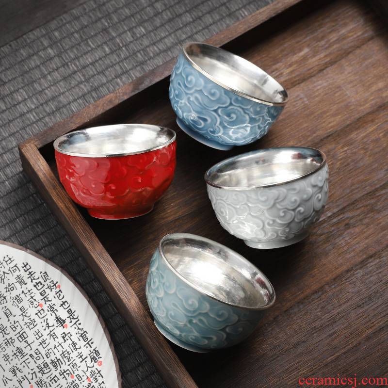 Jingdezhen silvering tea cup silver 999 your up, masters cup bowl male individual special lady small tea cups