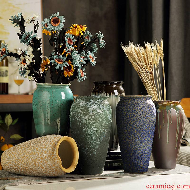 Decorative ceramic hydroponic flower vase to restore ancient ways do old furnishing articles furnishing articles sitting room jingdezhen coarse pottery table arranging flowers