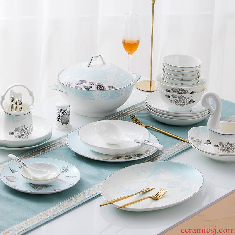 Cutlery set dishes household combination of creative dishes fine ipads China jingdezhen ceramic dishes suit housewarming gift