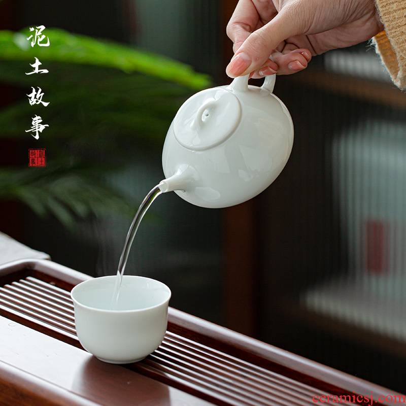Shadow bluestone ladle pot of jingdezhen thin foetus celadon Japanese kung fu office make tea tea set cyan ceramic filter