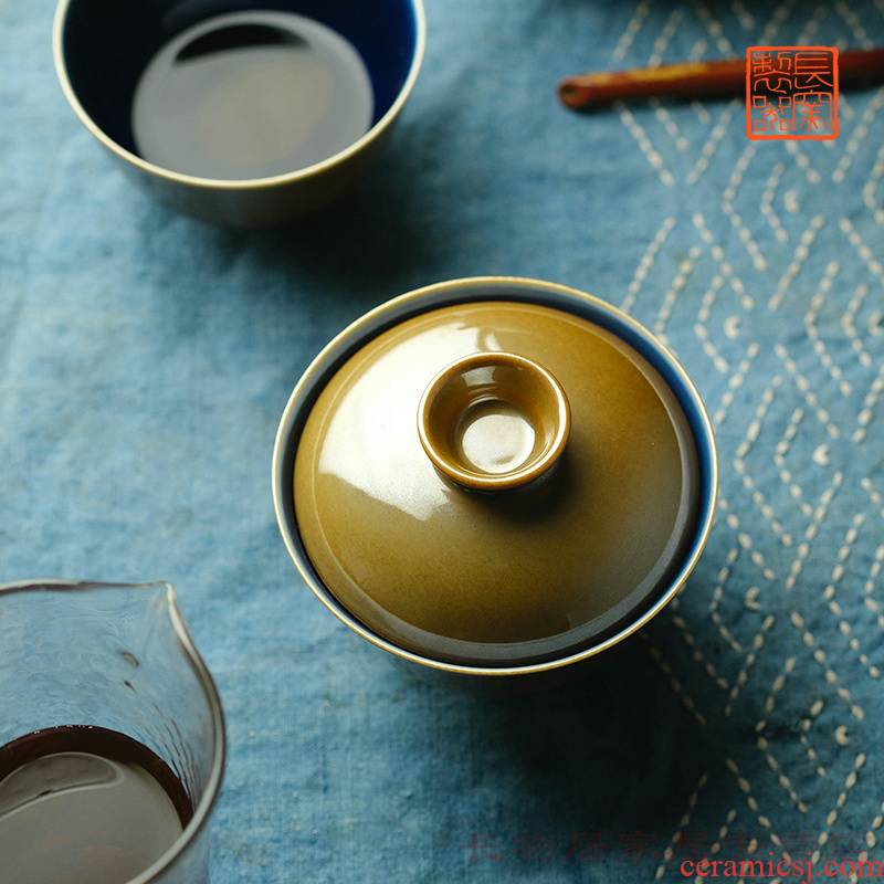 Long up outside making those offered home - cooked in zijin glaze in the blue glaze tureen jingdezhen manual archaize ceramic tea sets