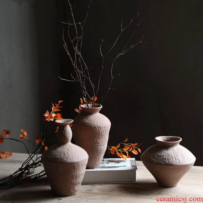 Sitting room ceramic vase mesa study Japanese zen ideas dried flower arranging flowers furnishing articles table vintage home decoration