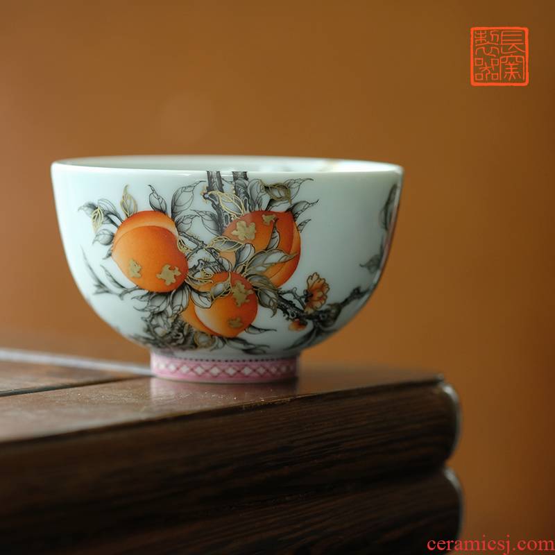 Offered home - cooked in hand - made color ink alum see colour peach red lines view flavour sample tea cup of jingdezhen ceramic cups tea by hand