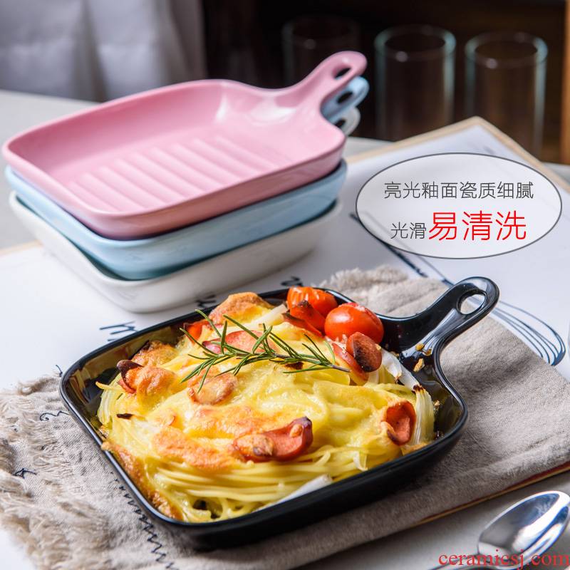 Ins Nordic creative ceramics with deep dish plate oven baked FanPan household food dish tray is western food web celebrity