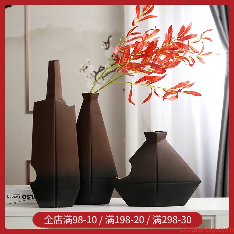 Dry ceramic vases manual furnishing articles Nordic contracted and I household adornment example room sitting room porch, flower arrangement