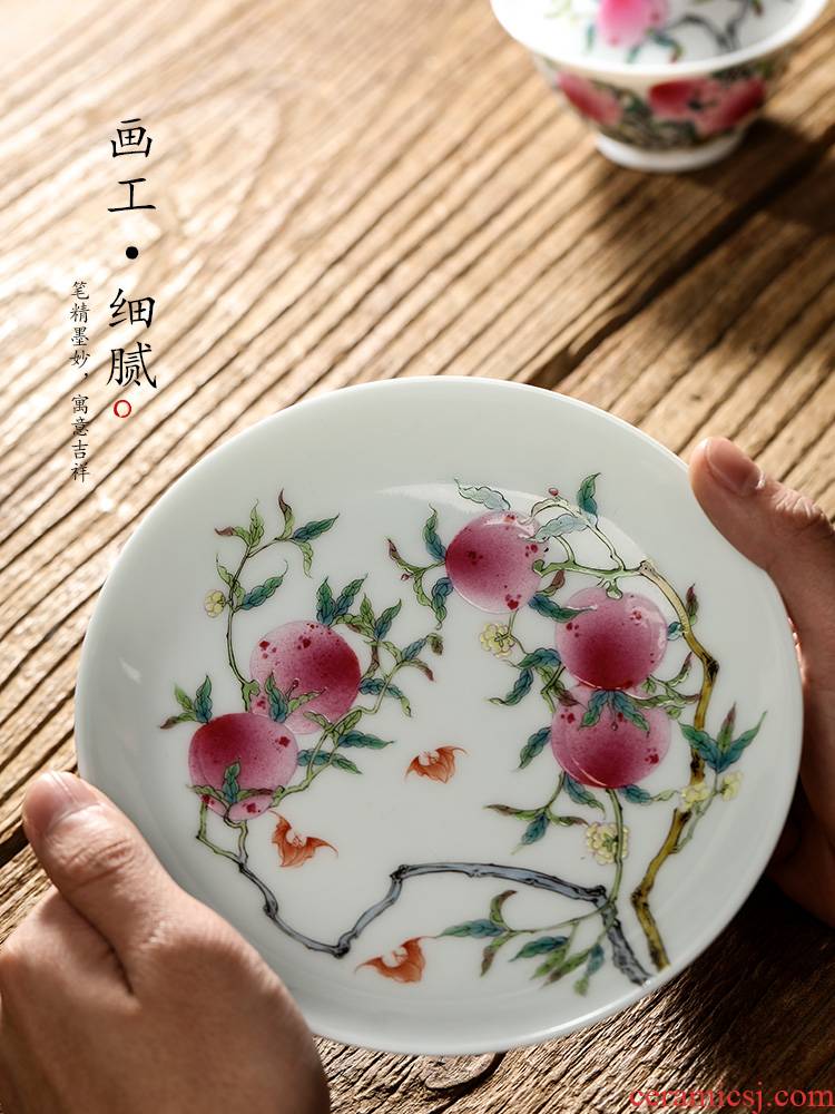 Jingdezhen checking tea tray was dry mercifully machine hand draw nine peach kunfu tea accessories ceramic tea pot of 12 water home