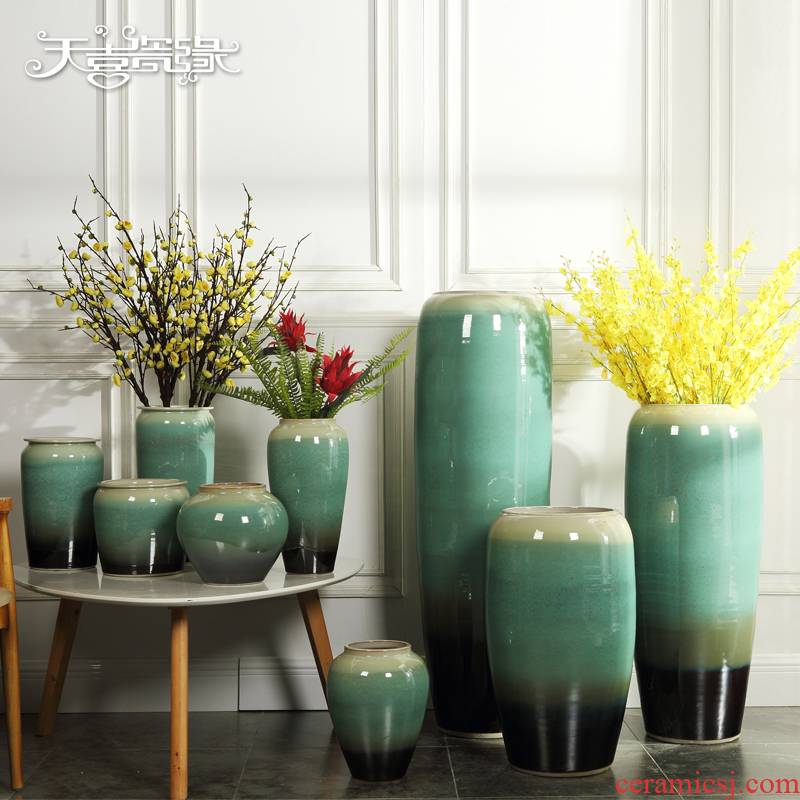 Jingdezhen ceramic of large modern European sitting room porch vase dried flower of new Chinese style villa soft decoration