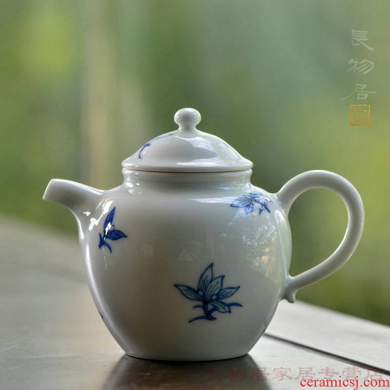 Offered home - cooked in blue and white orchid small hand - made jingdezhen ceramic teapot kung fu tea tea teapot single pot