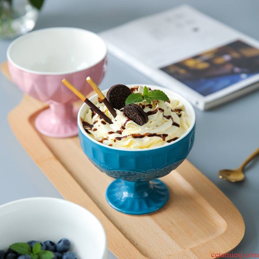 Qiao mu CDW ins summer ice cream dessert, ice cream cups fruit bowl of ice cream cup ceramics high bowl of W - 8