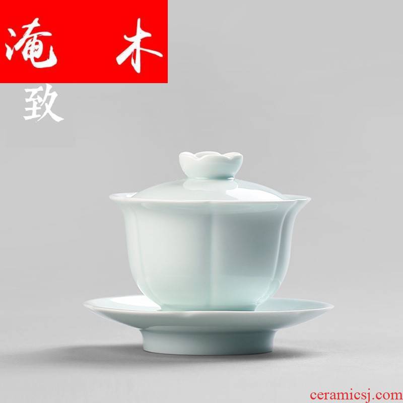Submerged wood shadow celadon tureen large tea cups ceramic three of the bowl bowl set manually kung fu tea cup