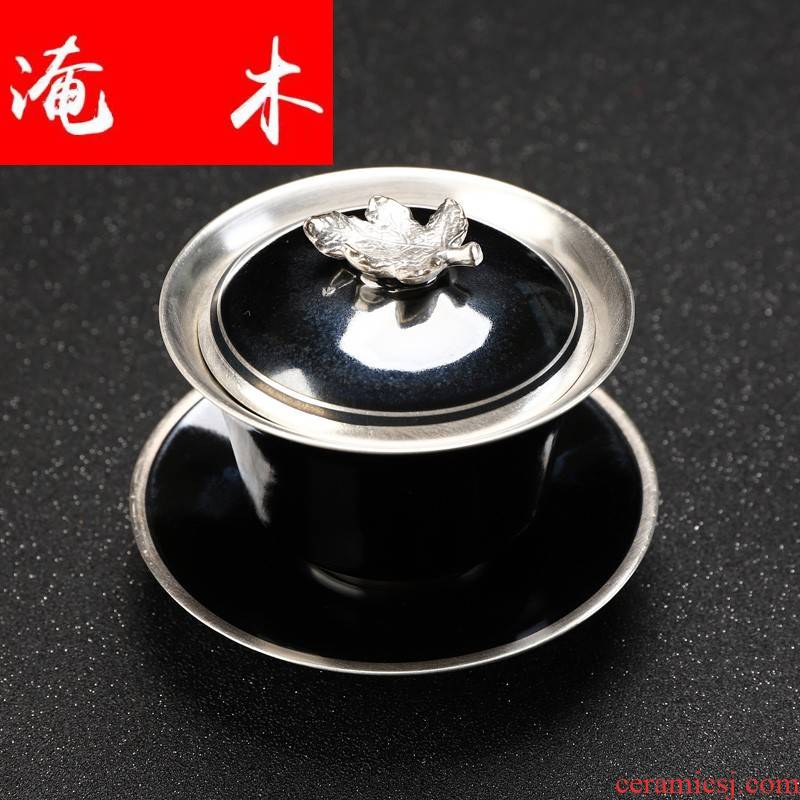 Flooded MuKang le silver clasp porcelain 999 sterling silver coppering. As silver kung fu tea set all cups temmoku glazed pottery tureen three bowl mercifully