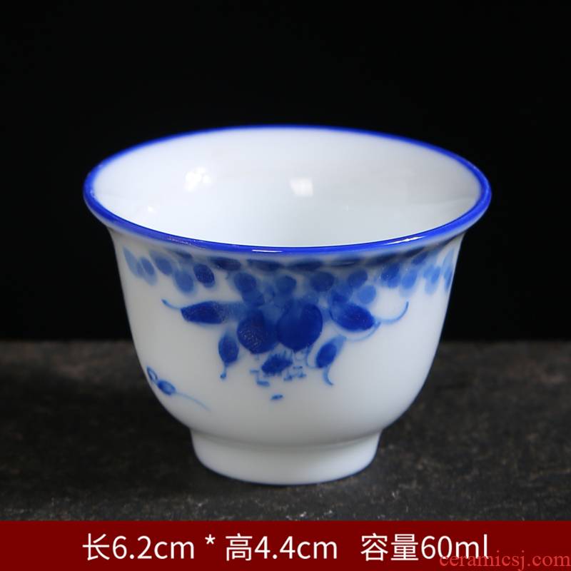 Hand made blue and white porcelain teacup master ceramic cups of tea light cup sample tea cup kung fu tea set small individual cup single CPU