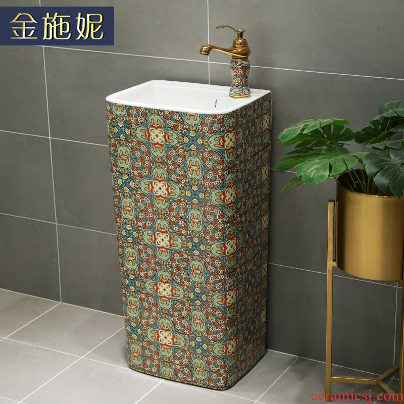 European ceramic column basin vertical integrated art pillar lavabo floor toilet lavatory sink