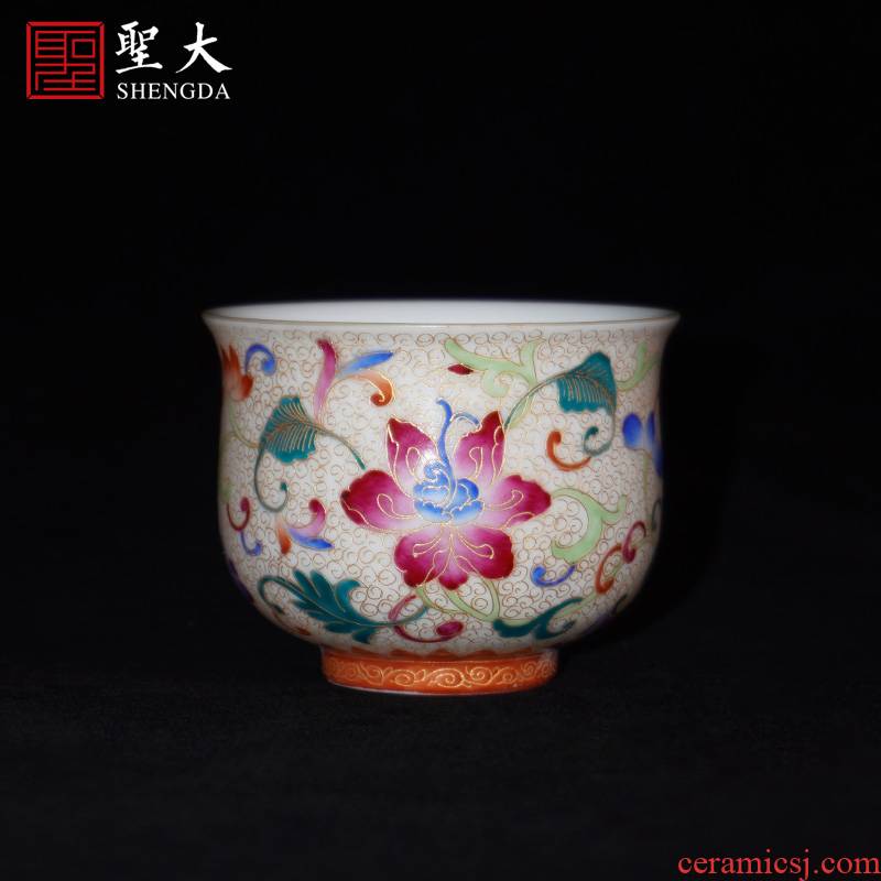 The big color master cup manual hand - made jingdezhen ceramic wire inlay enamel tea cups kung fu tea cups sample tea cup