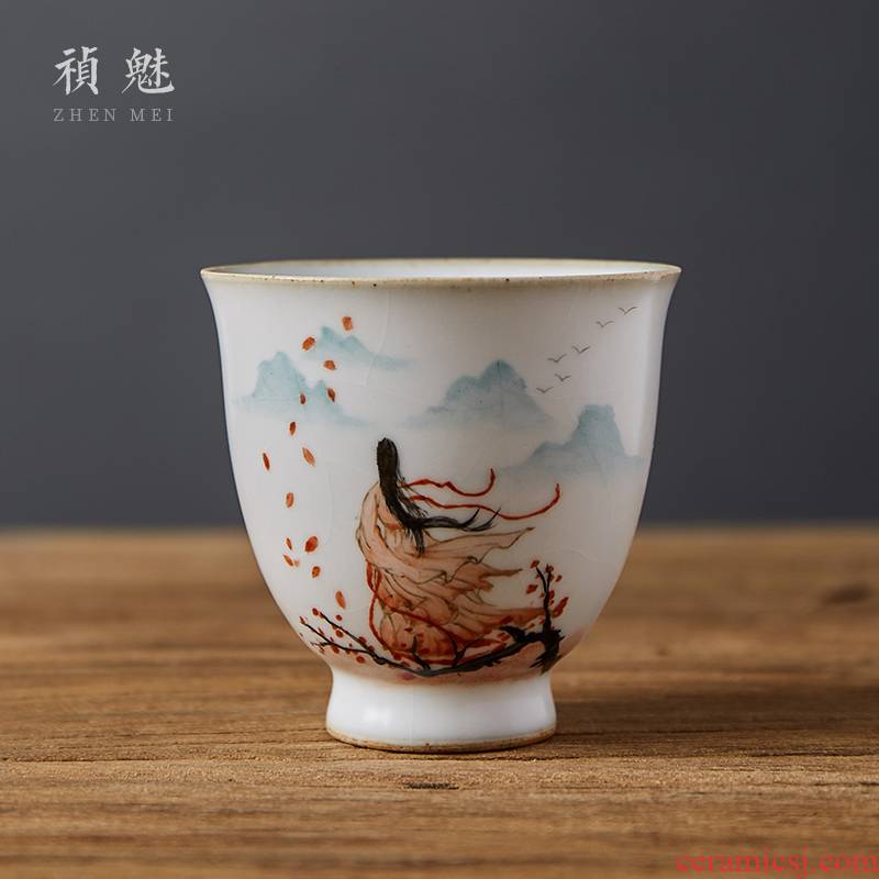 Shot incarnate your up hand - made Chinese wind of jingdezhen ceramic cups kung fu tea set open piece of sample tea cup masters cup single CPU