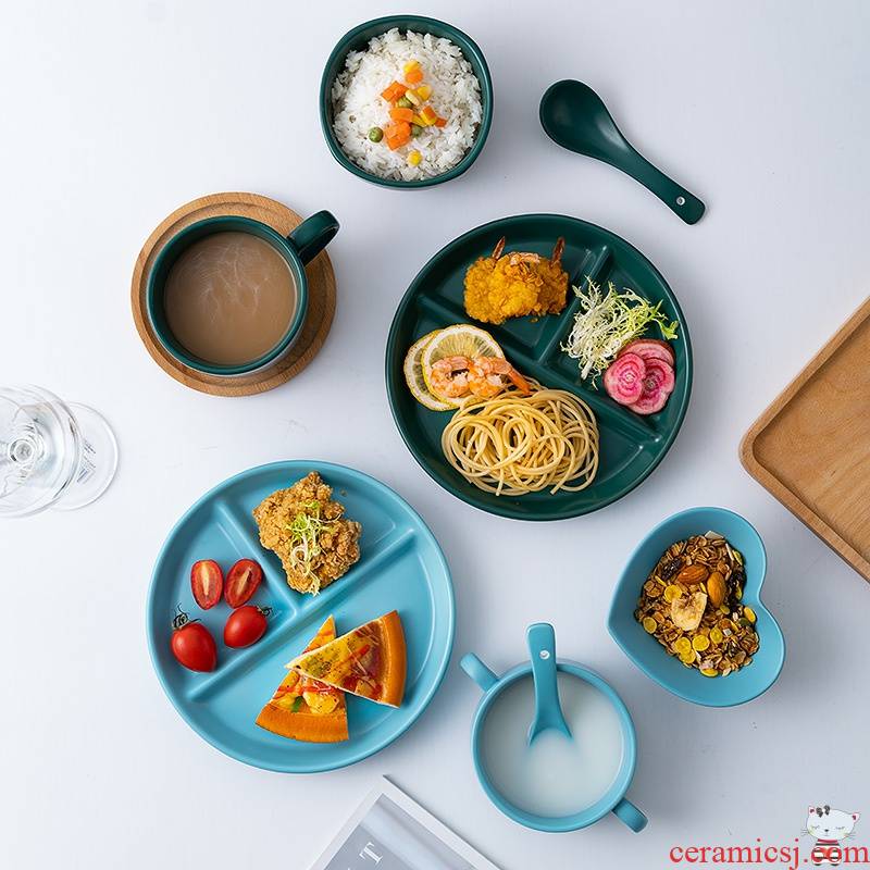 As points, reduced fat dish one breakfast food household ceramics tableware children lose weight policy plate three points