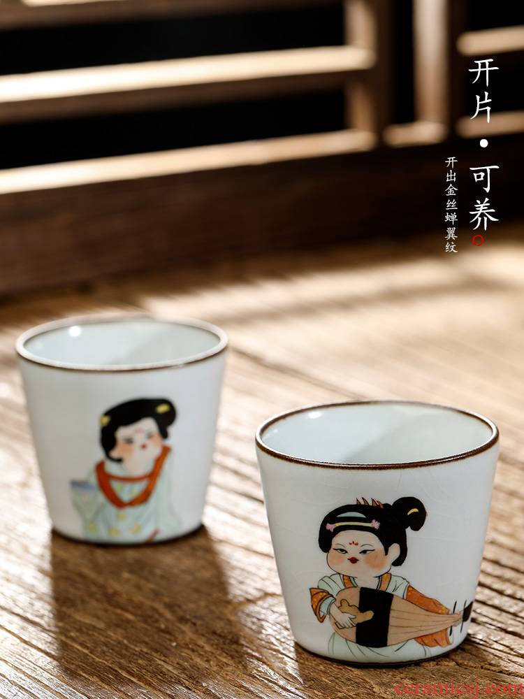 Pure manual your up jingdezhen tea cups master cup single CPU hand - drawn characters kung fu bowl sample tea cup in use