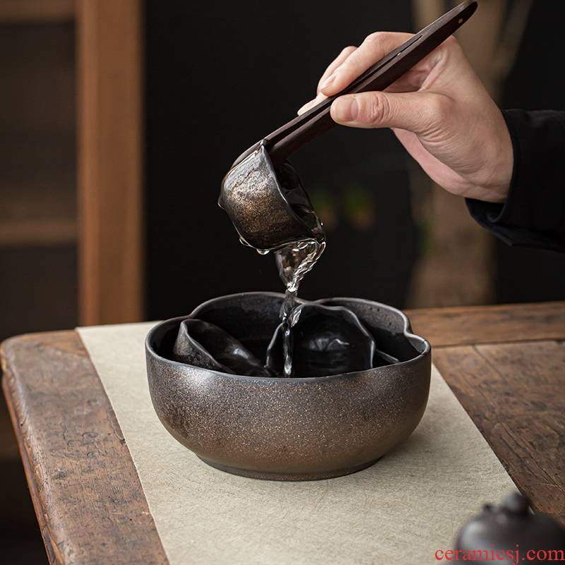 Gold tea to wash to the Japanese zen home water jar XiCha detong cylinder ceramic writing brush washer wash bowl tea taking spare parts