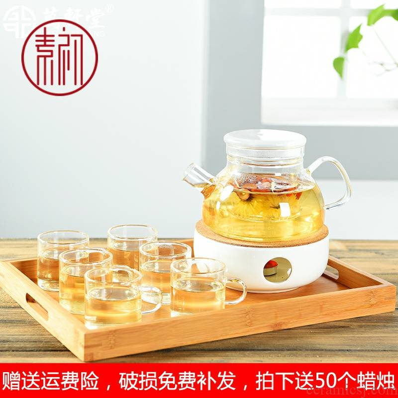 Japanese fruit flower pot, heat - resistant glass tea cup tea set heating ceramic base with candles