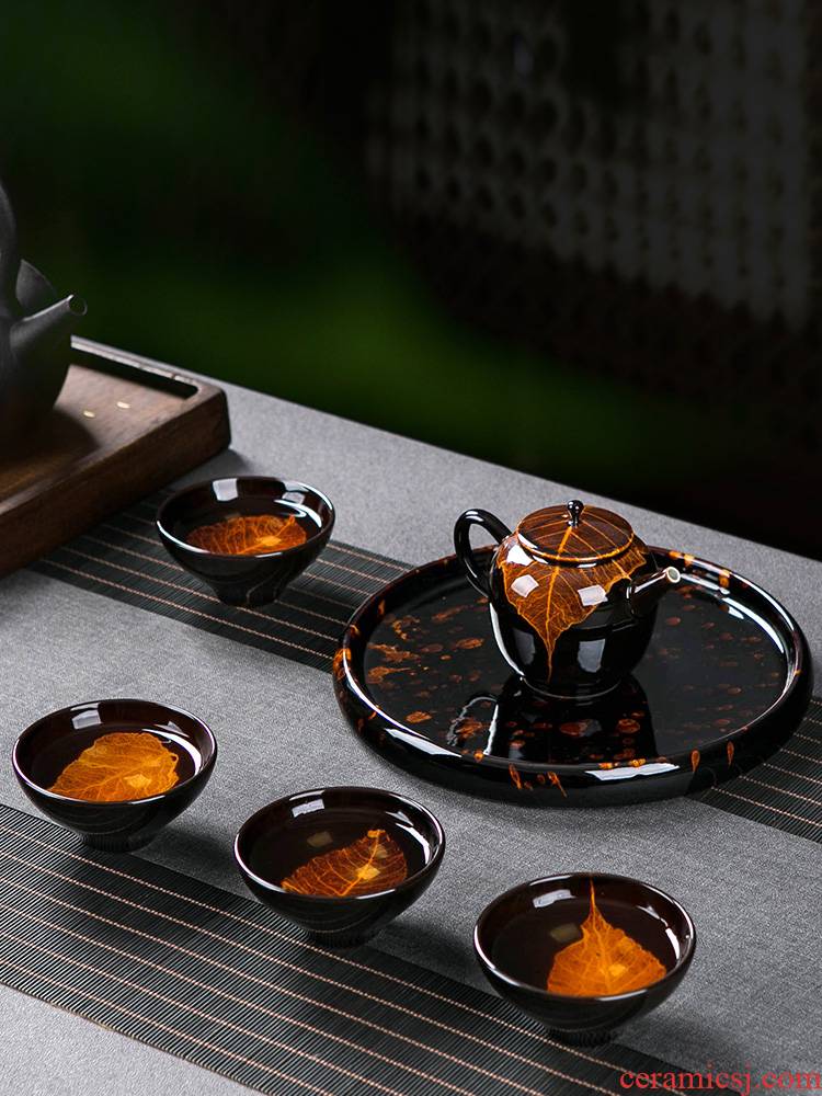 Jingdezhen konoha built light tea suit household light key-2 luxury ceramic cup teapot with kung fu tea tray was small suit