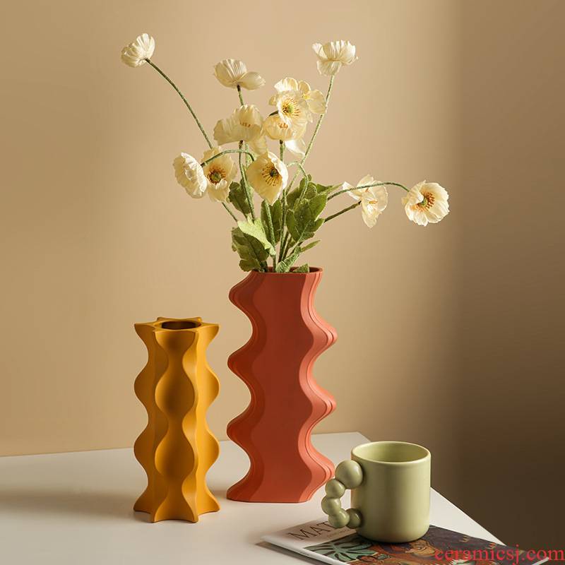 Creative morandi ceramic vases, dry flower, flower arranging flower implement place to live in the sitting room porch example room table decoration