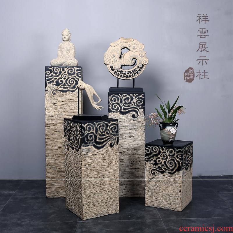 New Chinese style household anaglyph floor decorative display the base of the sitting room porch pillars of classical xiangyun archaize furnishing articles