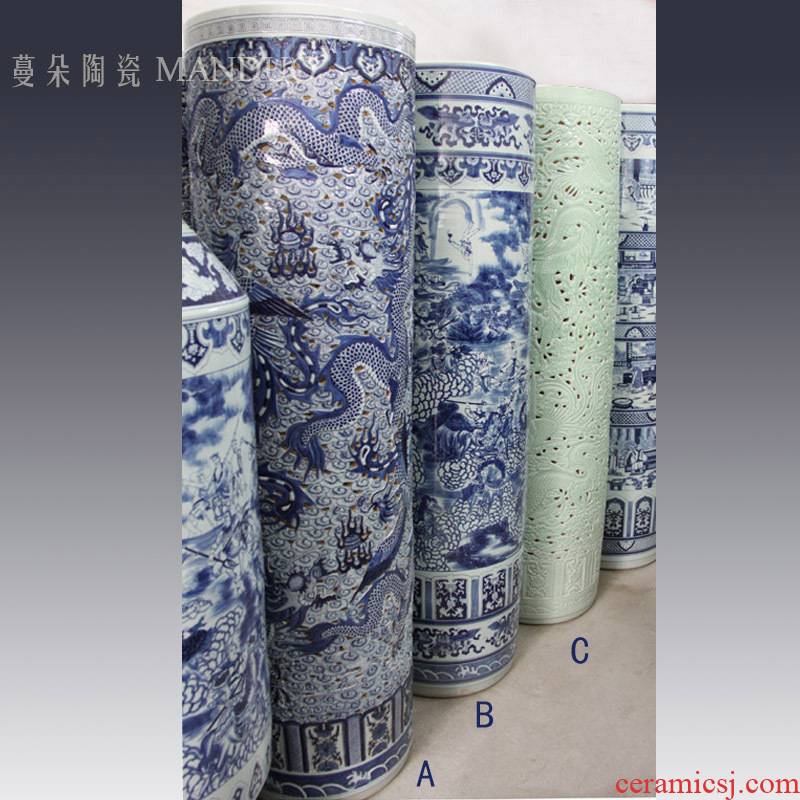 Jingdezhen hand carved dragon shuihu character art big quiver straight 1.8 meters tall vases