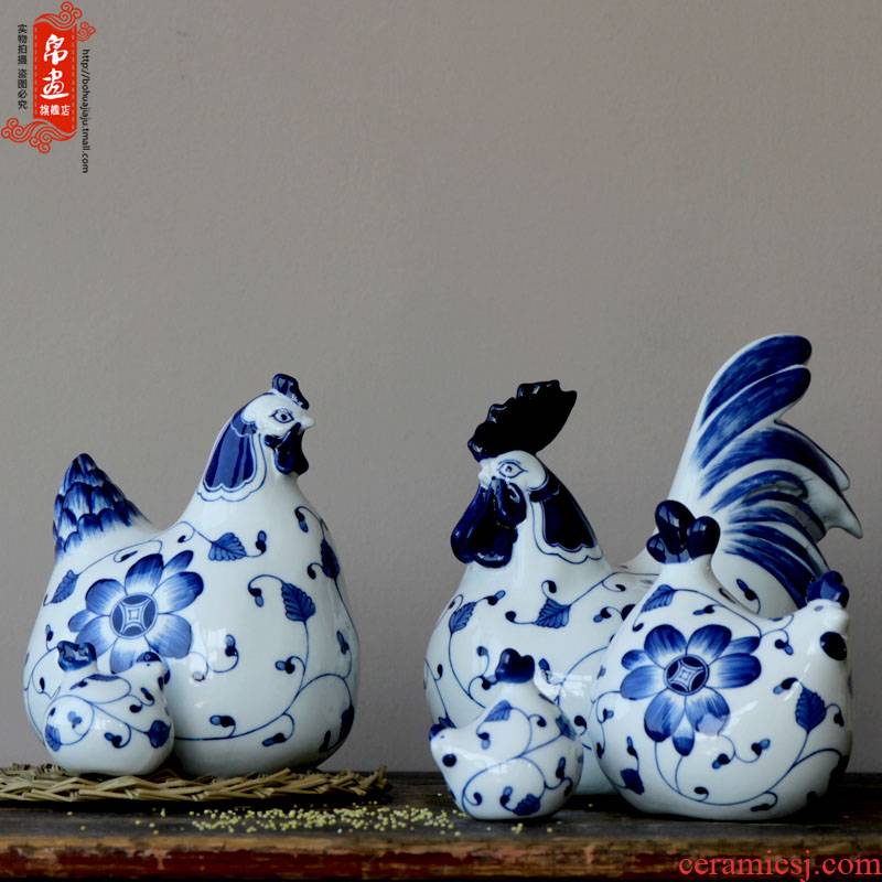 Chinese ceramic decoration process hand - made porcelain of jingdezhen ceramics ceramic chicken classical decorative furnishing articles