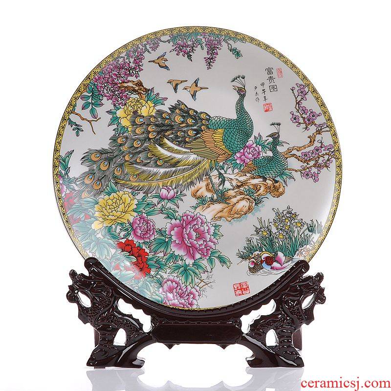Scene, jingdezhen ceramics peacock decoration as sit hang dish plate modern home handicraft furnishing articles