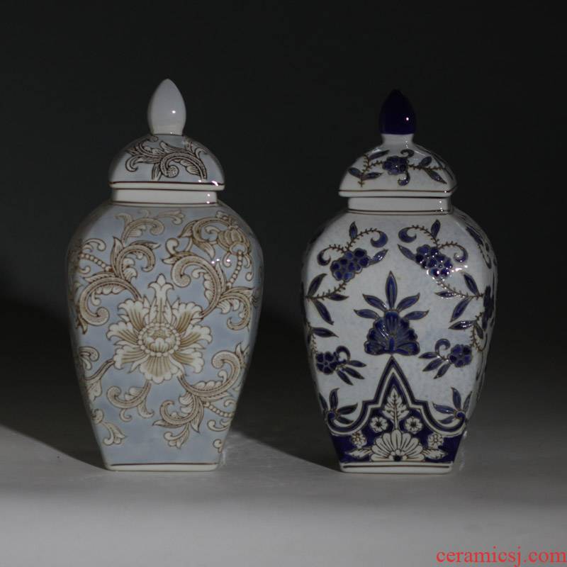 Jingdezhen European blue and white porcelain cover export Europe type of celadon porcelain pot sugar porcelain pot