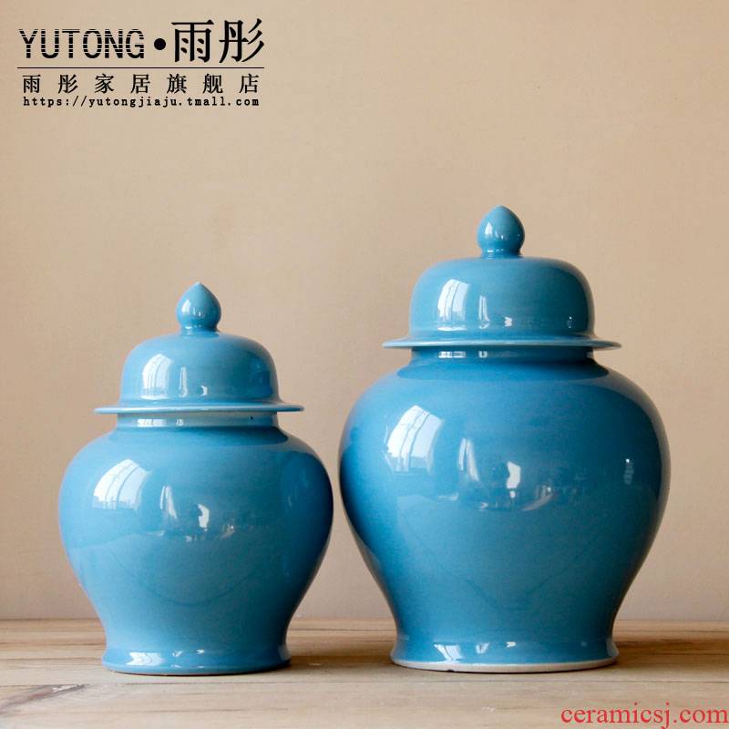 Rain tong home | home furnishing articles furnishing articles of jingdezhen ceramic blue beauty contracted atmospheric storage tank of pottery and porcelain
