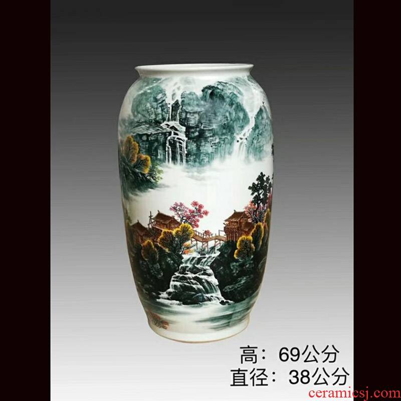 Jingdezhen 69 cm high hand - made scenery idea gourd without cover porcelain jar of barrel m as cans ceramic decorative furnishing articles
