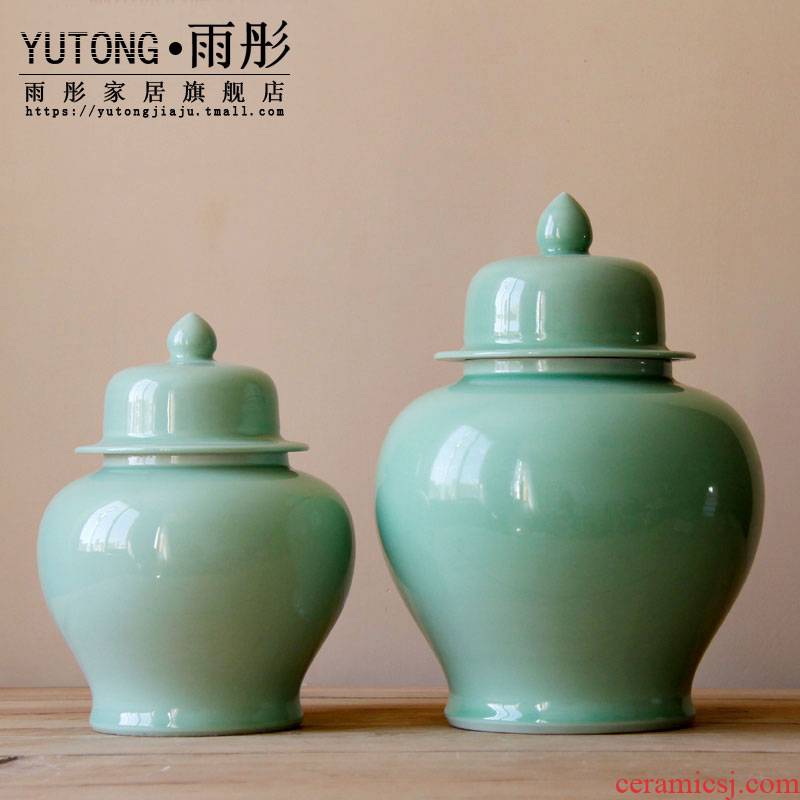 Jingdezhen ceramics by hand shadow blue glaze with cover storage tank example room soft outfit ceramic pot to decorate the study hall