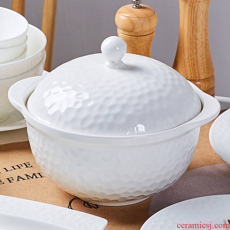 Jingdezhen ceramic tableware with cover Chinese soup bowl creative home a large pot of household ceramic bowl with cover soup pot
