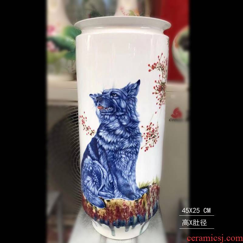 Jingdezhen big chicken figure auspicious fine porcelain vase hand - made porcelain vase hounds vase vase lion