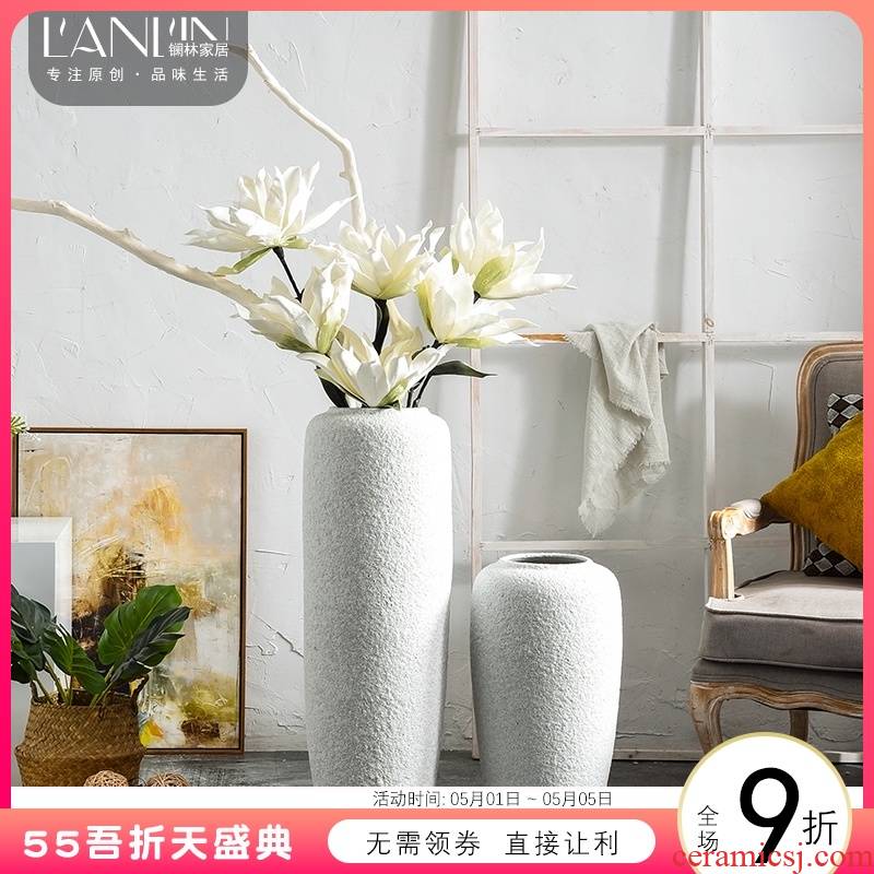 Ground vases, flower arrangement sitting room adornment I and contracted white creative home vase Nordic furnishing articles pottery restoring ancient ways