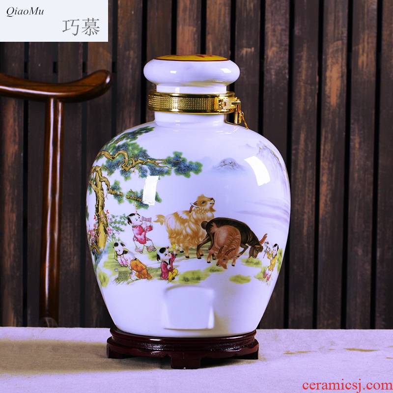 Qiao mu jingdezhen household archaize 10 jins 20 jins to ancient bottle ceramic jars liquor jar jar of wine