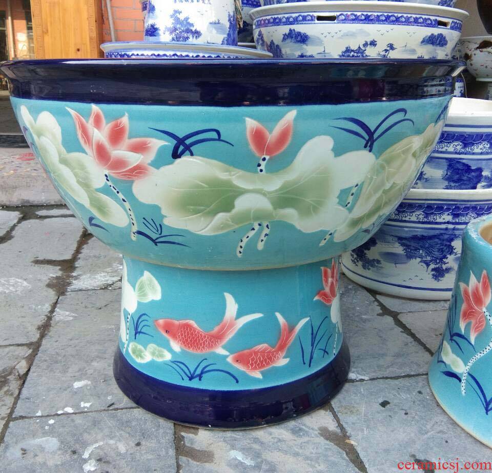 Fashion high fish breeding goldfish ceramic cylinder high porcelain garden villa, lotus lotus lotus cylinder cylinder