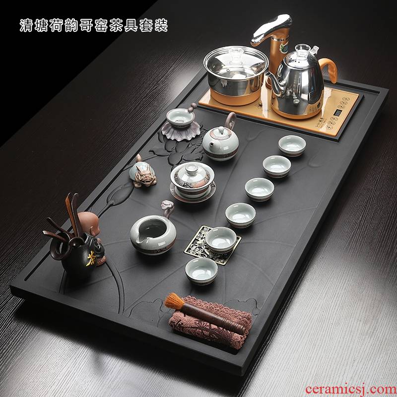 Longed for a whole piece of large - sized sharply opportunely stone tea tray automatic violet arenaceous household kung fu tea set a complete set of tea