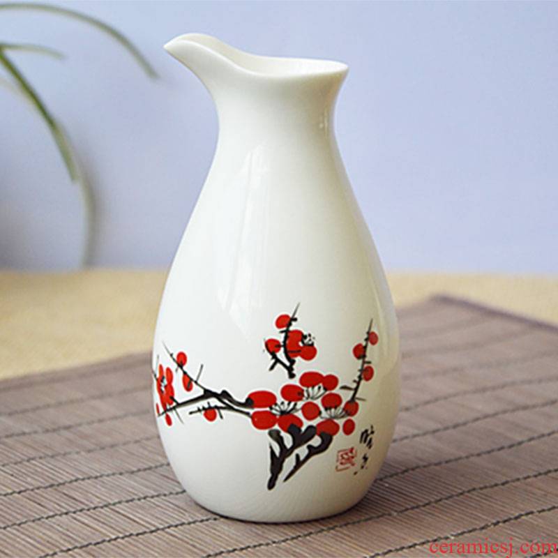 Qiao mu creative ceramic wine restoring ancient ways suit white porcelain jar of Japanese the qing hip flask 1 catty installed household white wine