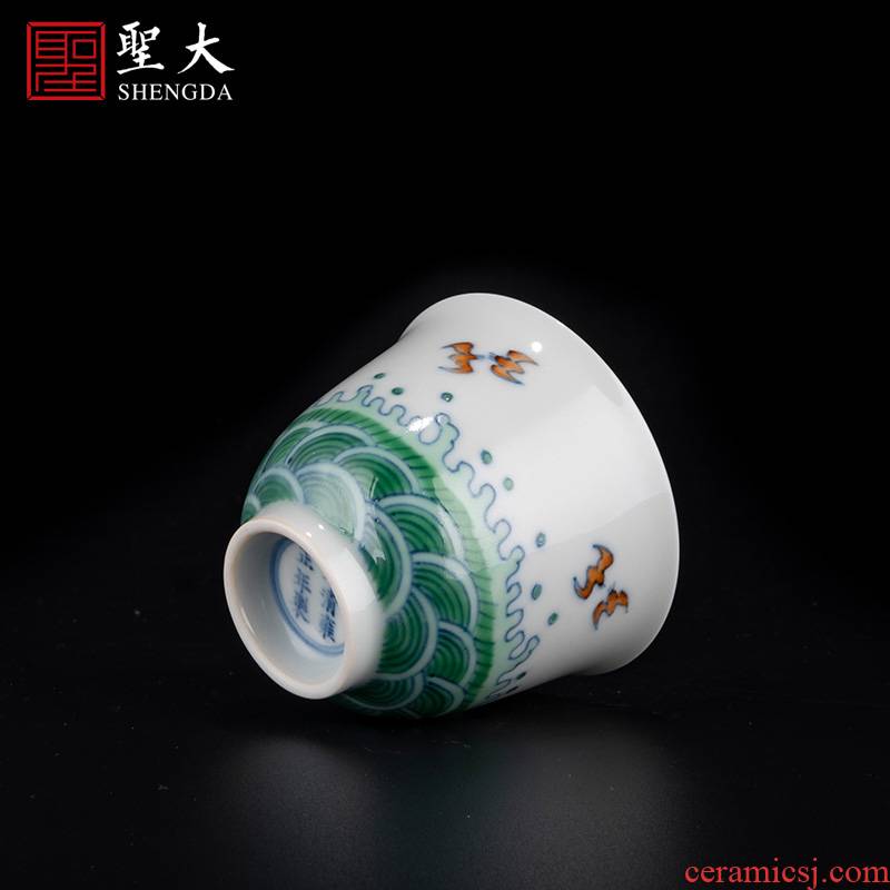 Holy big porcelain jingdezhen blue and white color bucket airdropping yongzheng grain bell cup high - grade tea service manual kung fu tea cups