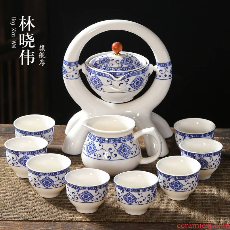 Lazy tea set office receive a visitor the creative automatic flush against the hot ceramic teapot kung fu tea, home