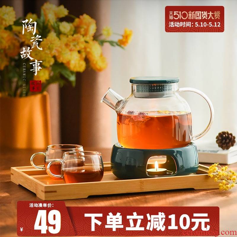 Ceramic story fruit teapot boreal Europe style afternoon tea tea heated to boil tea based glass teapot set