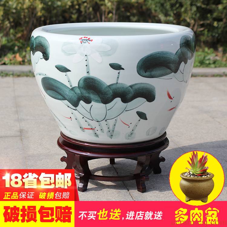 Large flowers mini ceramics tank landscape furnishing articles VAT tap water bowl lotus water fish