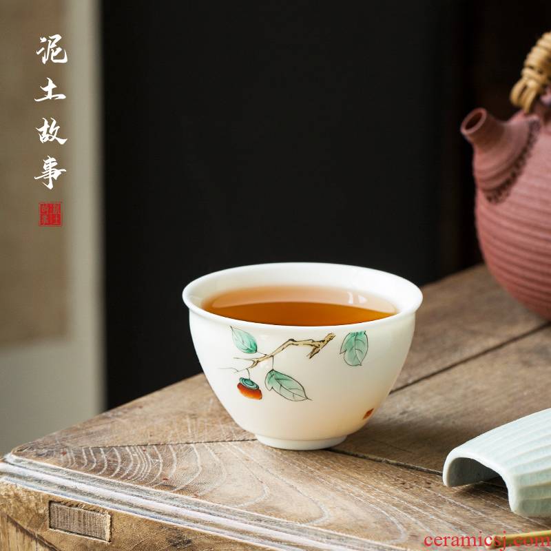 White porcelain pure hand - made master kung fu tea tea cup cup single cup sample tea cup a single large tea bowl of ceramics
