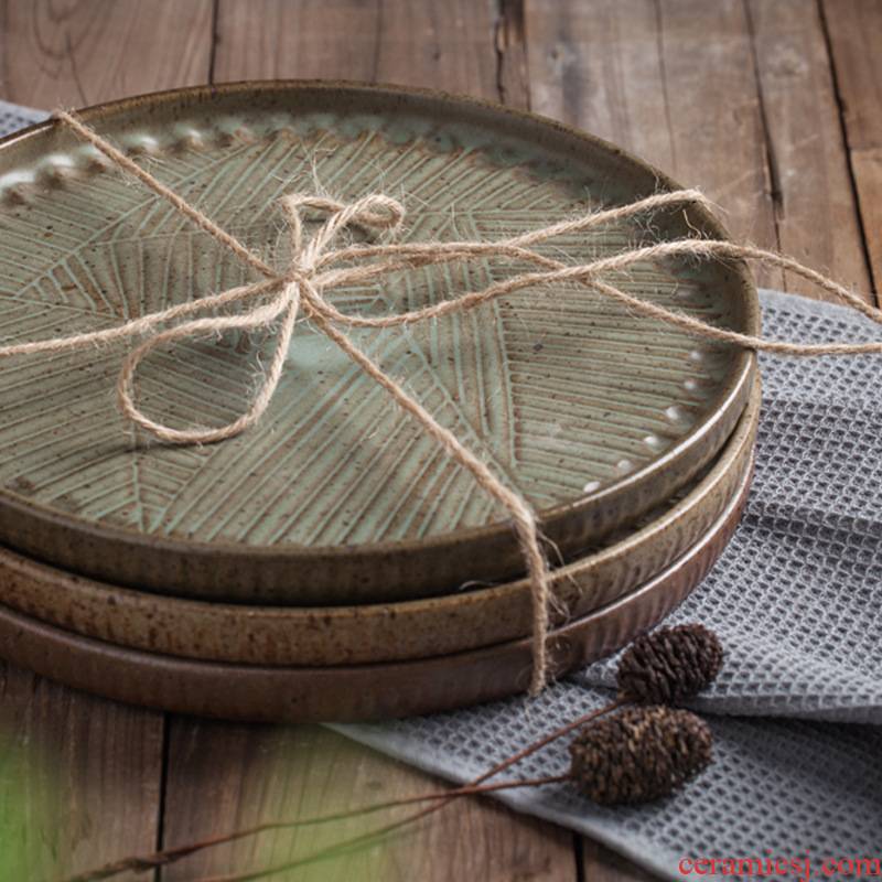 Jingdezhen household utensils, Korean creative compote microwave liangpi dish circular tray steak tea