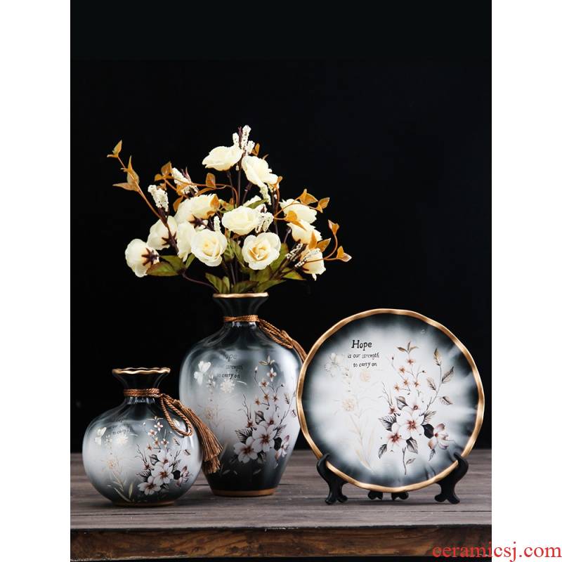 New Chinese style ceramic plug-in rockery flowerpot vase dry flower zen furnishing articles originality example room