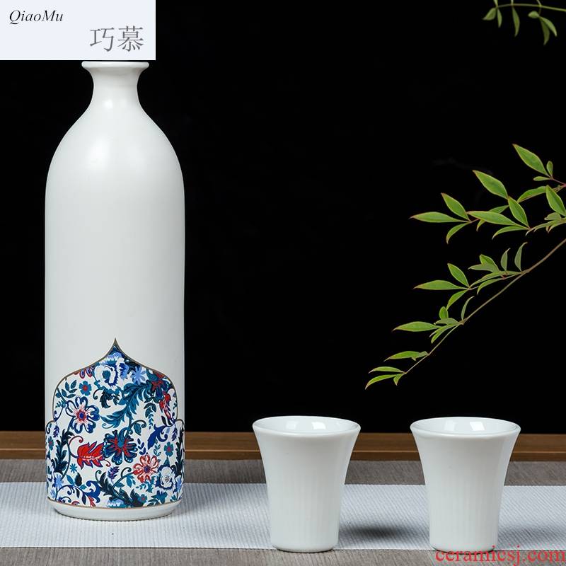 Qiao mu jingdezhen creative household small wine pot liquor bottle glass wine bottle sealed ceramic mailed to pack a kilo