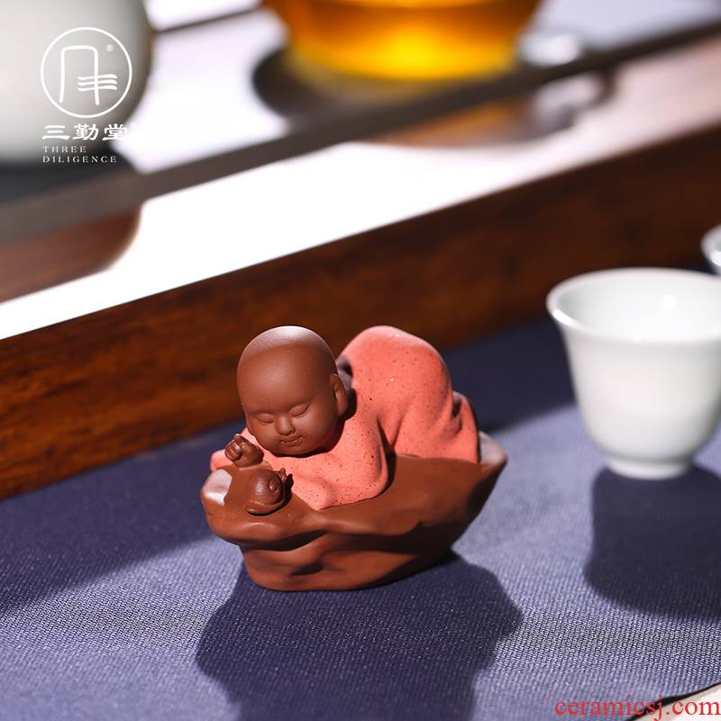Three frequently hall of violet arenaceous the little novice monk tea pet furnishing articles tong qu monk kung fu tea accessories play S06031 tea tea