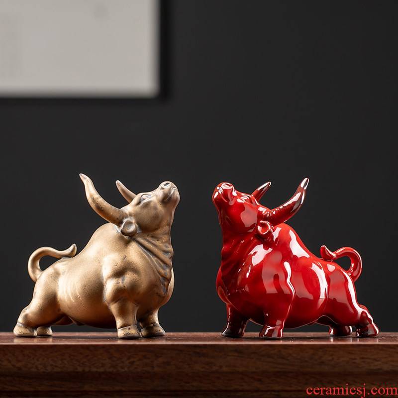 Creative ceramic red bull furnishing articles home decorations lucky mascot zodiac year of the ox gifts and the living room.